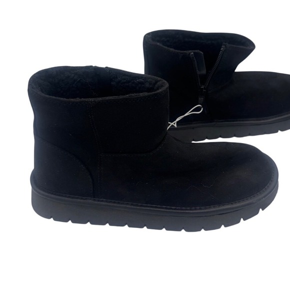 Universal Thread Shoes - Universal Thread Ankle Boots Faux Fur Lined Zipper Women Size 7 Black Winter